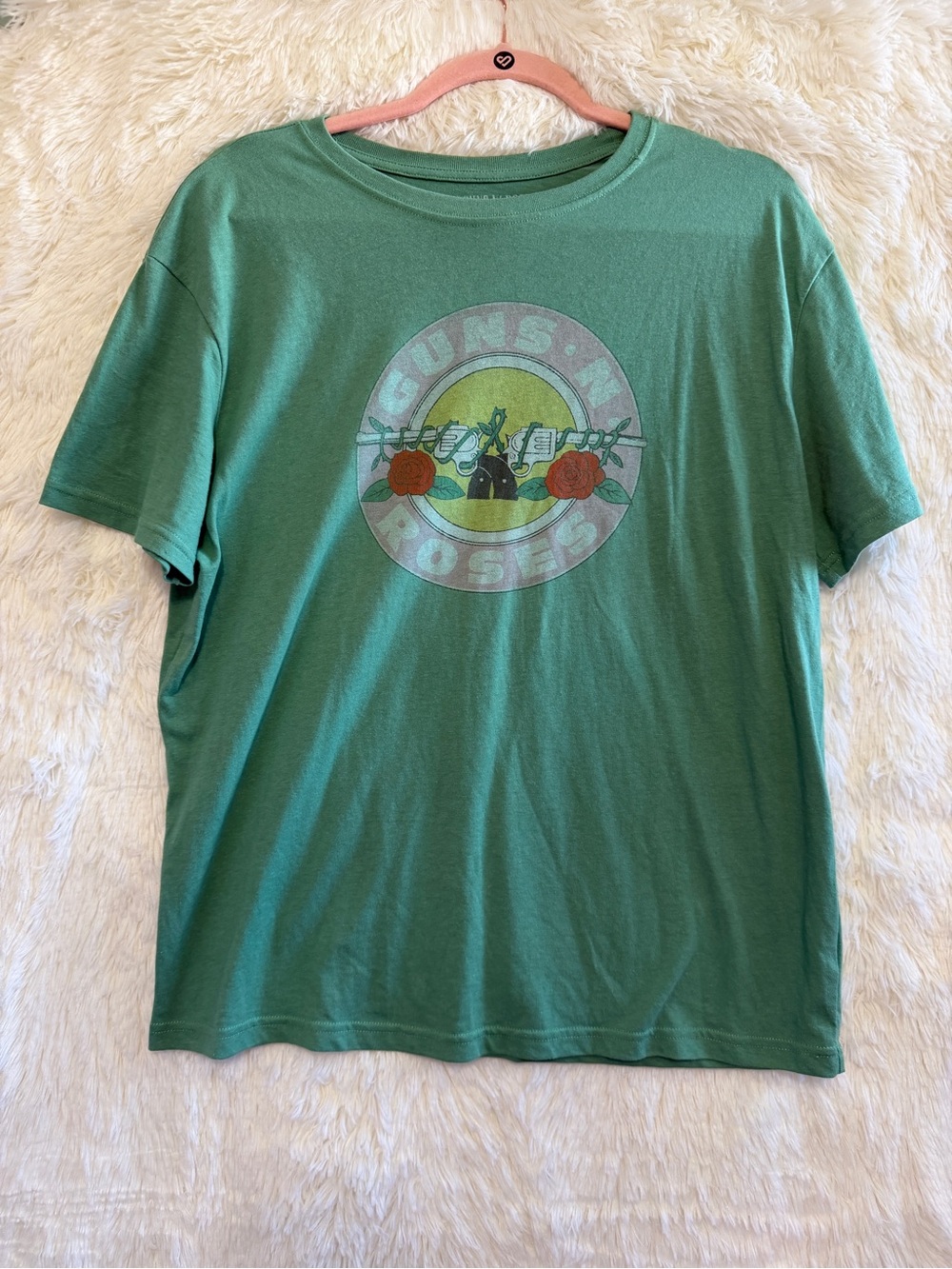 Guns N Roses Womens Graphic T-Shirt Size L Green Rock Band Music Grunge Punk